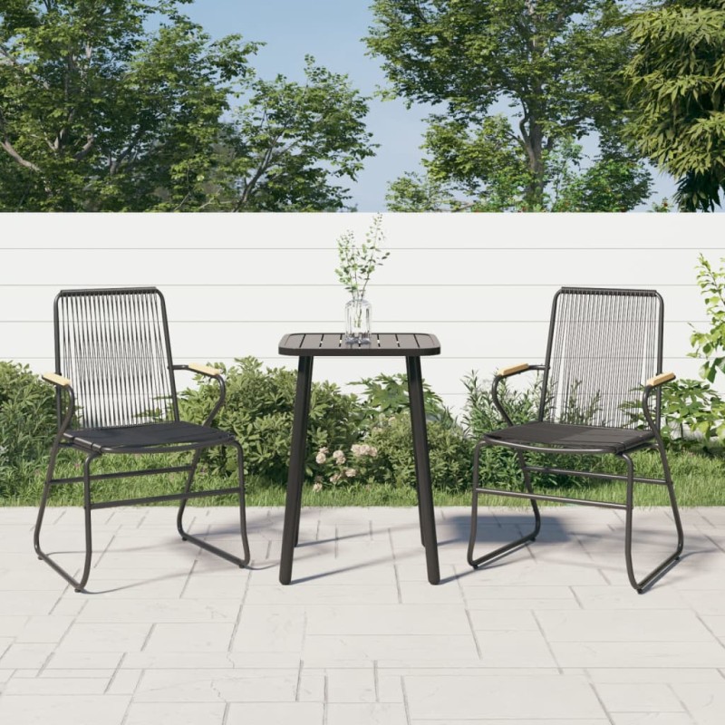 vidaXL Sedie da Giardino 2pz Nere 58x59x85,5 cm Rattan PVC vidaXL Sedie da Giardino 2pz Nere 58x59x85,5 cm Rattan PVC