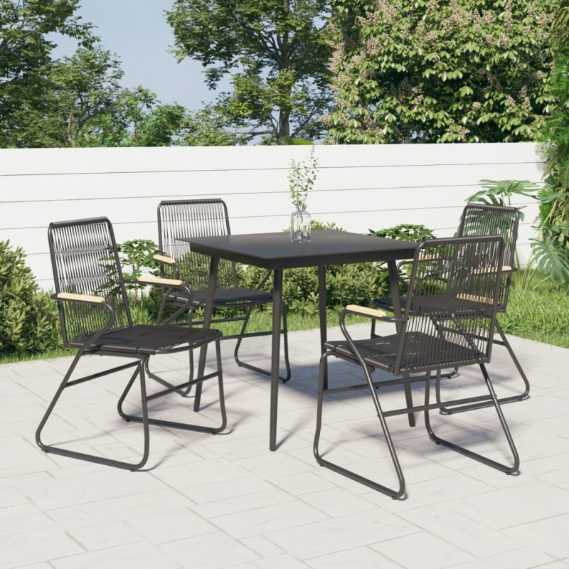 vidaXL Sedie da Giardino 4pz Nere 58x59x85,5 cm Rattan PVC vidaXL Sedie da Giardino 4pz Nere 58x59x85,5 cm Rattan PVC