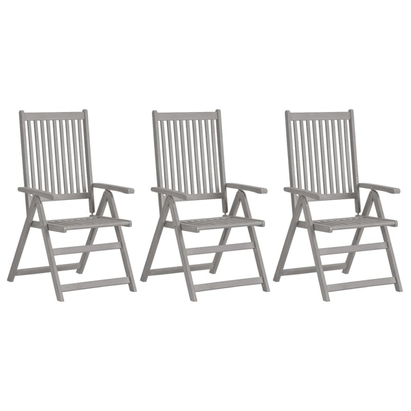 vidaXL Sedie Reclinabili da Giardino 3 pz Grigie in Massello di Acacia vidaXL Sedie Reclinabili da Giardino 3 pz Grigie in Massello di Acacia