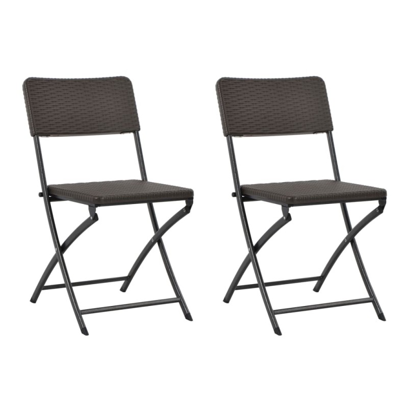 Sedie da Giardino Pieghevoli 2 pz in HDPE e Acciaio Marroni Sedie da Giardino Pieghevoli 2 pz in HDPE e Acciaio Marroni