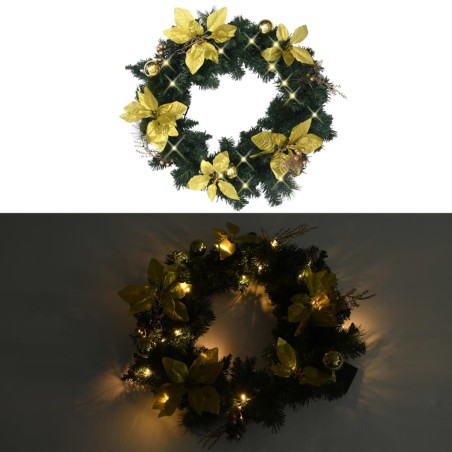 vidaXL Ghirlanda di Natale con Lucine LED Verde 60 cm in PVC
