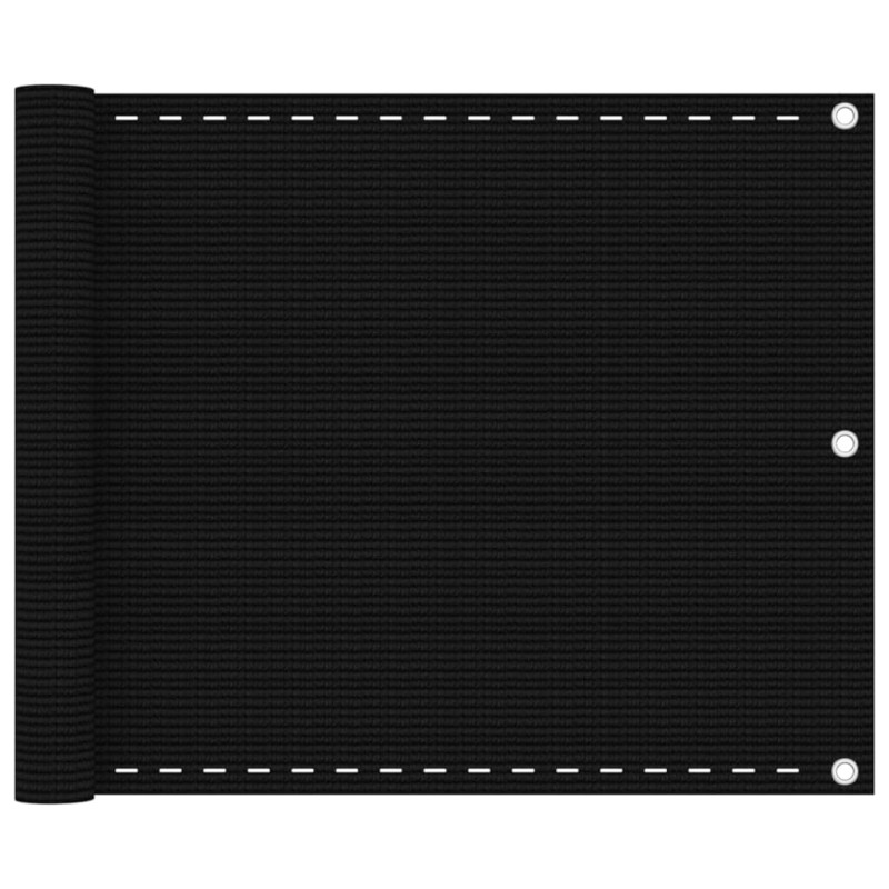 vidaXL Paravento da Balcone Nero 75x600 cm in HDPE