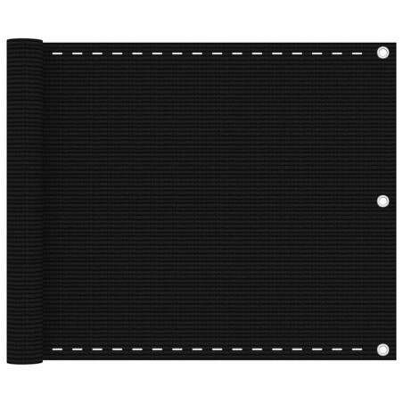 vidaXL Paravento da Balcone Nero 75x600 cm in HDPE