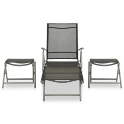 vidaXL Set Divani da Giardino 3 pz in Textilene e Alluminio Argento