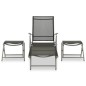 vidaXL Set Divani da Giardino 3 pz in Textilene e Alluminio Argento vidaXL Set Divani da Giardino 3 pz in Textilene e Alluminio Argento