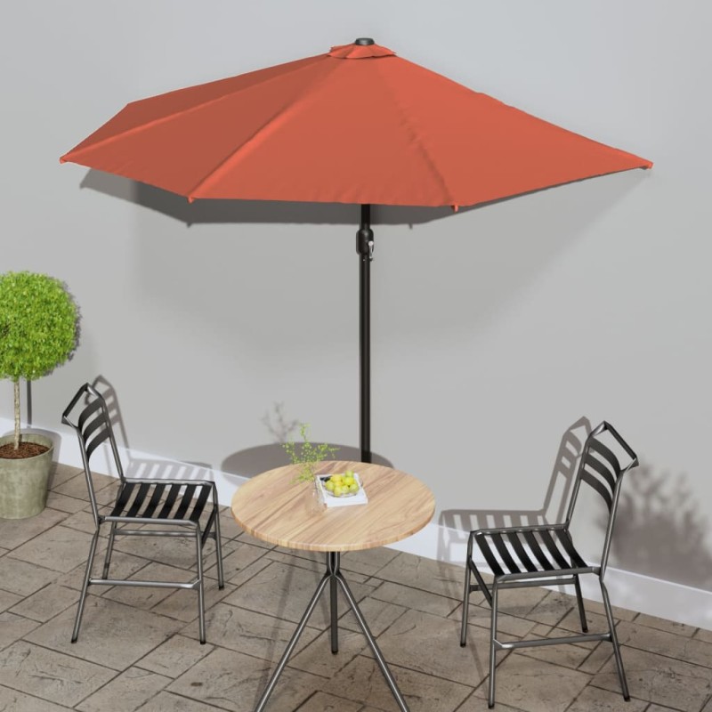 vidaXL Ombrellone Balcone Palo Alluminio Terracotta 270x144x222cm Metà vidaXL Ombrellone Balcone Palo Alluminio Terracotta 270x144x222cm Metà