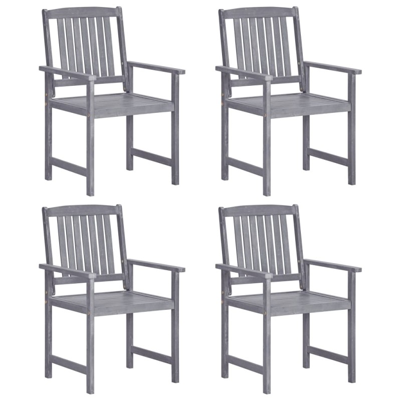 vidaXL Sedie da Giardino 4 pz in Legno Massello di Acacia Grigio vidaXL Sedie da Giardino 4 pz in Legno Massello di Acacia Grigio