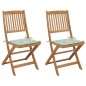 Sedie da Giardino Pieghevoli 2 pz con Cuscini Massello Acacia Sedie da Giardino Pieghevoli 2 pz con Cuscini Massello Acacia