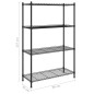 vidaXL Scaffale a 4 Livelli 90x35x137 cm Nero 200 kg vidaXL Scaffale a 4 Livelli 90x35x137 cm Nero 200 kg