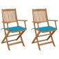 Sedie da Giardino Pieghevoli 2 pz con Cuscini Massello Acacia Sedie da Giardino Pieghevoli 2 pz con Cuscini Massello Acacia