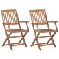Sedie da Giardino Pieghevoli 2 pz con Cuscini Massello Acacia Sedie da Giardino Pieghevoli 2 pz con Cuscini Massello Acacia