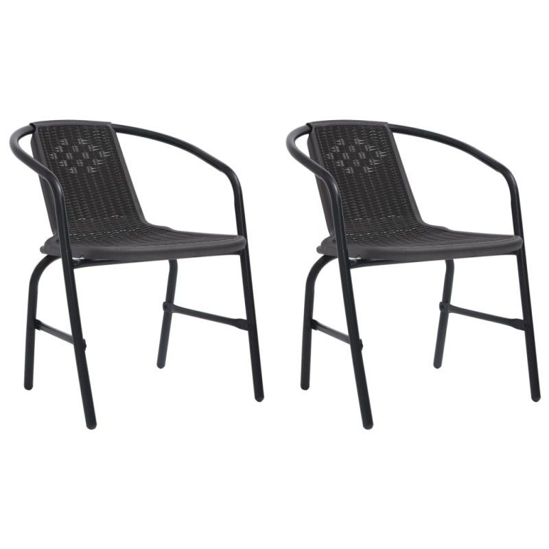 vidaXL Sedie da Giardino 2 pz Nere Plastica Stile Rattan Acciaio 110kg vidaXL Sedie da Giardino 2 pz Nere Plastica Stile Rattan Acciaio 110kg