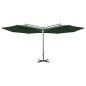 vidaXL Ombrellone Doppio con Palo in Acciaio Verde 600 cm 