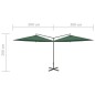 vidaXL Ombrellone Doppio con Palo in Acciaio Verde 600 cm 
