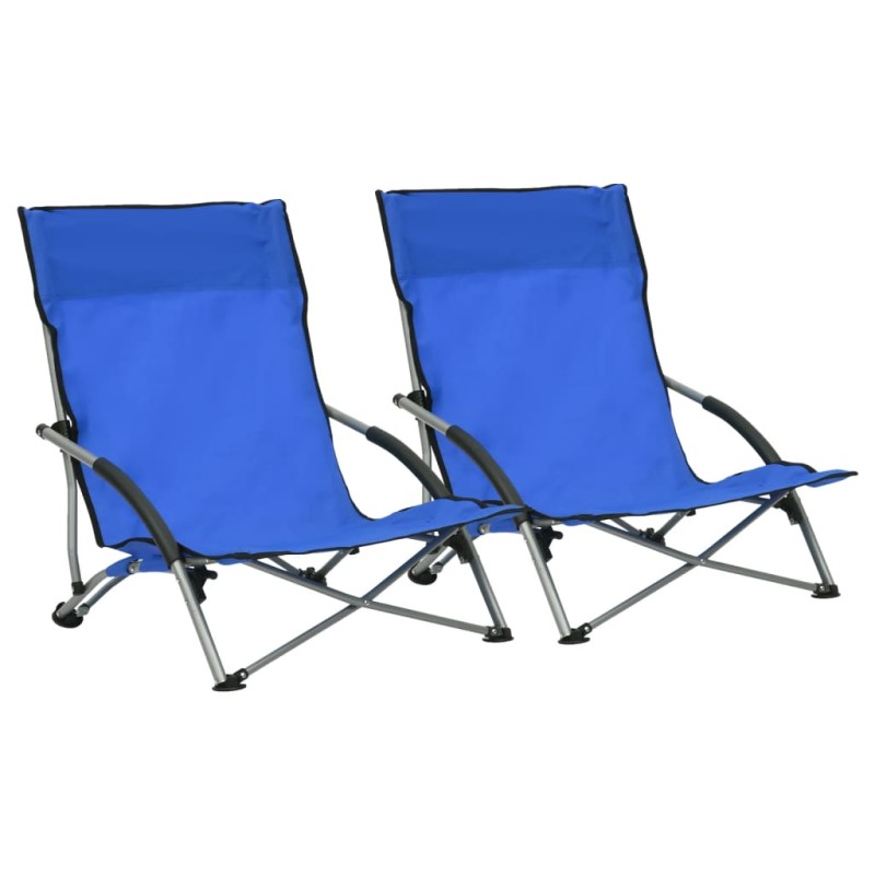 vidaXL Sedie da Spiaggia Pieghevoli 2 pz in Tessuto Blu vidaXL Sedie da Spiaggia Pieghevoli 2 pz in Tessuto Blu