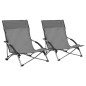 vidaXL Sedie da Spiaggia Pieghevoli 2 pz in Tessuto Grigio vidaXL Sedie da Spiaggia Pieghevoli 2 pz in Tessuto Grigio