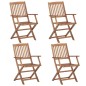 vidaXL Sedie da Giardino Pieghevoli 4 pz con Cuscini Massello Acacia vidaXL Sedie da Giardino Pieghevoli 4 pz con Cuscini Massello Acacia