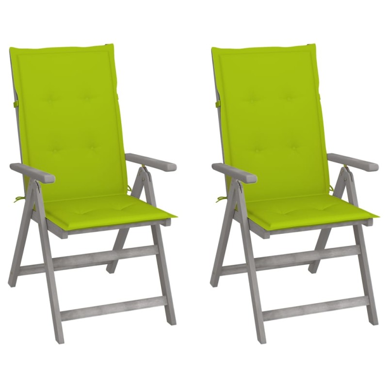 Sedie da Giardino Reclinabili 2 pz con Cuscini Massello Acacia Sedie da Giardino Reclinabili 2 pz con Cuscini Massello Acacia