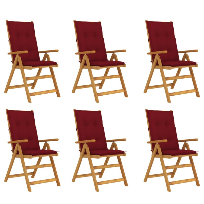 Sedie da Giardino Pieghevoli 6 pz con Cuscini Massello Acacia Sedie da Giardino Pieghevoli 6 pz con Cuscini Massello Acacia