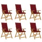 Sedie da Giardino Pieghevoli 6 pz con Cuscini Massello Acacia Sedie da Giardino Pieghevoli 6 pz con Cuscini Massello Acacia