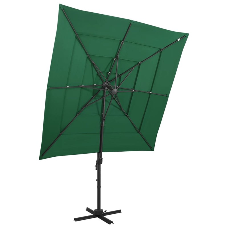 vidaXL Ombrellone a 4 Livelli con Palo in Alluminio Verde 250x250 cm vidaXL Ombrellone a 4 Livelli con Palo in Alluminio Verde 250x250 cm