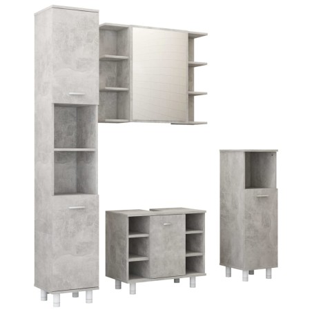 vidaXL Set Mobili da Bagno 4 pz Grigio Cemento in Truciolato