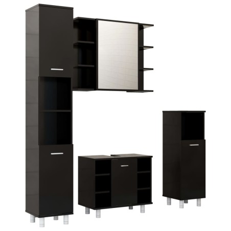 vidaXL Set Mobili da Bagno 4 pz Nero in Truciolato