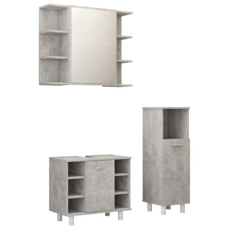 vidaXL Set Mobili da Bagno 3 pz Grigio Cemento in Truciolato