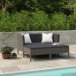 vidaXL Set Divani da Giardino 4 pz con Cuscini in Polyrattan Grigio vidaXL Set Divani da Giardino 4 pz con Cuscini in Polyrattan Grigio