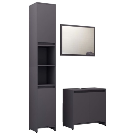 vidaXL Set Mobili da Bagno 3 pz Grigio in Truciolato