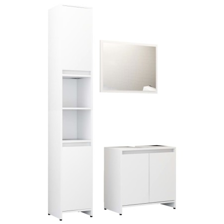 vidaXL Set Mobili da Bagno 3 pz Bianco in Truciolato