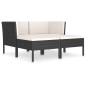 vidaXL Set Divani da Giardino 4 pz con Cuscini in Polyrattan Nero vidaXL Set Divani da Giardino 4 pz con Cuscini in Polyrattan Nero
