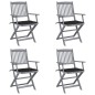 Sedie da Giardino Pieghevoli 4pz con Cuscini in Massello Acacia Sedie da Giardino Pieghevoli 4pz con Cuscini in Massello Acacia