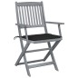 Sedie da Giardino Pieghevoli 4pz con Cuscini in Massello Acacia Sedie da Giardino Pieghevoli 4pz con Cuscini in Massello Acacia