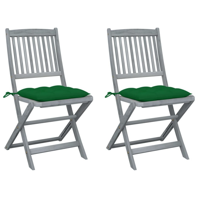 Sedie da Giardino Pieghevoli 2pz con Cuscini in Massello Acacia Sedie da Giardino Pieghevoli 2pz con Cuscini in Massello Acacia