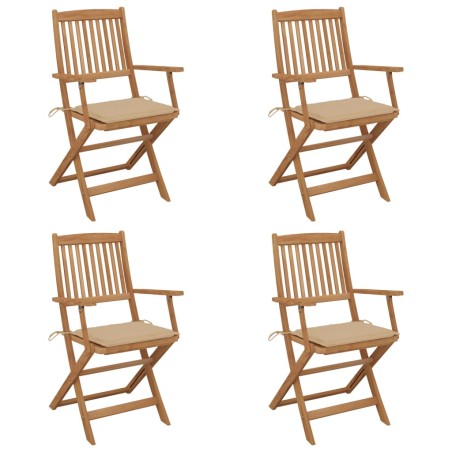 vidaXL Sedie da Giardino Pieghevoli 4 pz con Cuscini Massello Acacia