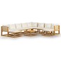 vidaXL Set Divani da Giardino 11 pz con Cuscini Crema in Legno Acacia