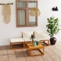 vidaXL Set Divani da Giardino 4 pz con Cuscini Crema Massello Acacia vidaXL Set Divani da Giardino 4 pz con Cuscini Crema Massello Acacia