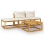 vidaXL Set Divani da Giardino 4 pz con Cuscini Crema Massello Acacia vidaXL Set Divani da Giardino 4 pz con Cuscini Crema Massello Acacia