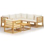 vidaXL Set Divani da Giardino 7 pz con Cuscini Crema Massello Acacia
