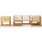 vidaXL Set Divani da Giardino 7 pz con Cuscini Crema Massello Acacia