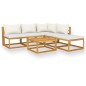 vidaXL Set Divani da Giardino 6 pz con Cuscini Crema Massello Acacia