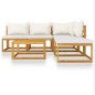 vidaXL Set Divani da Giardino 6 pz con Cuscini Crema Massello Acacia
