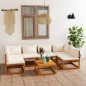 vidaXL Set Divani da Giardino 7 pz con Cuscini Crema Massello Acacia