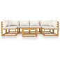 vidaXL Set Divani da Giardino 7 pz con Cuscini Crema Massello Acacia