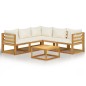 vidaXL Set Divani da Giardino 6 pz con Cuscini Crema Massello Acacia