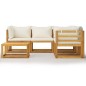 vidaXL Set Divani da Giardino 6 pz con Cuscini Crema Massello Acacia