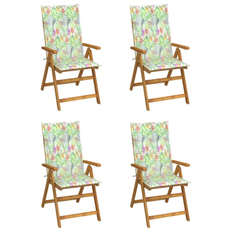 Sedie da Giardino Reclinabili 4 pz con Cuscini Massello Acacia