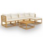 vidaXL Set Divani da Giardino 6 pz con Cuscini Crema Massello Acacia