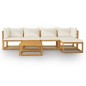 vidaXL Set Divani da Giardino 6 pz con Cuscini Crema Massello Acacia